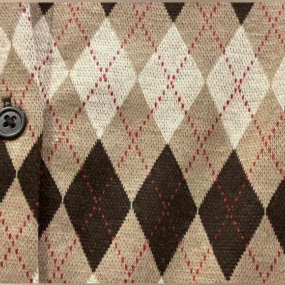 Cropped polo short sleeve shirt, brown argyle print NWT. Purchased in Singapore. - Picture 4 of 4